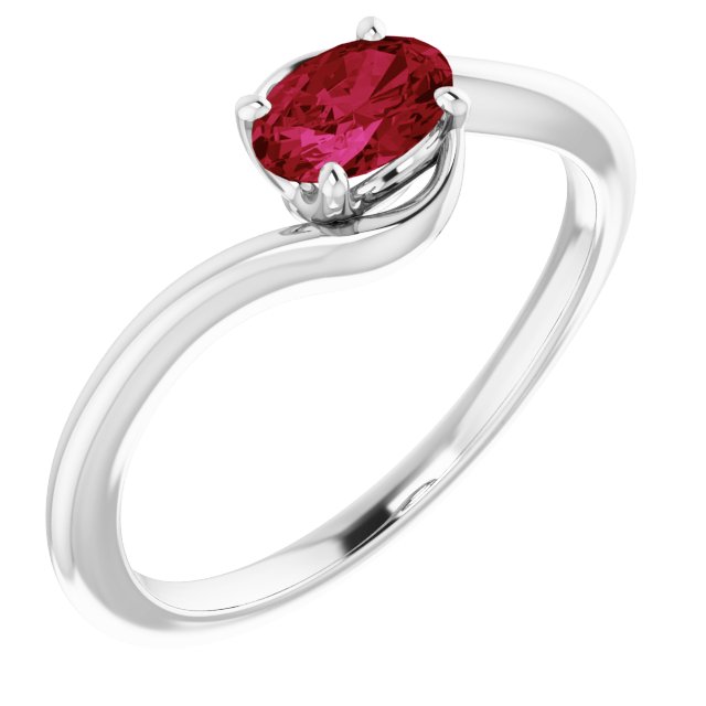 14K White Lab-Grown Ruby Ring