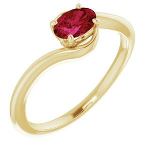 14K Gold Lab-Grown Ruby Ring - Options Available