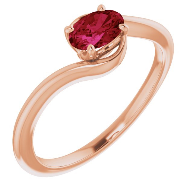 14K White Lab-Grown Ruby Ring