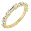 Elegant 14K White Gold Diamond Anniversary Ring with Baguette Stones