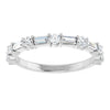 Elegant 14K White Gold Diamond Anniversary Ring with Baguette Stones