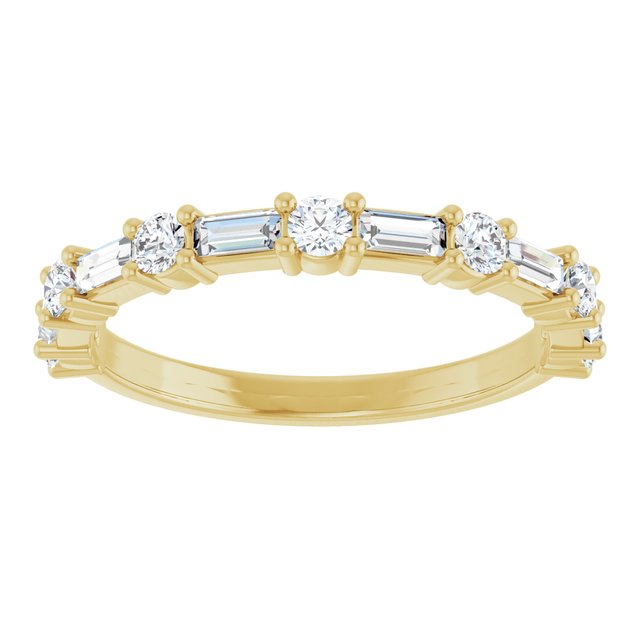 Elegant 14K White Gold Diamond Anniversary Ring with Baguette Stones