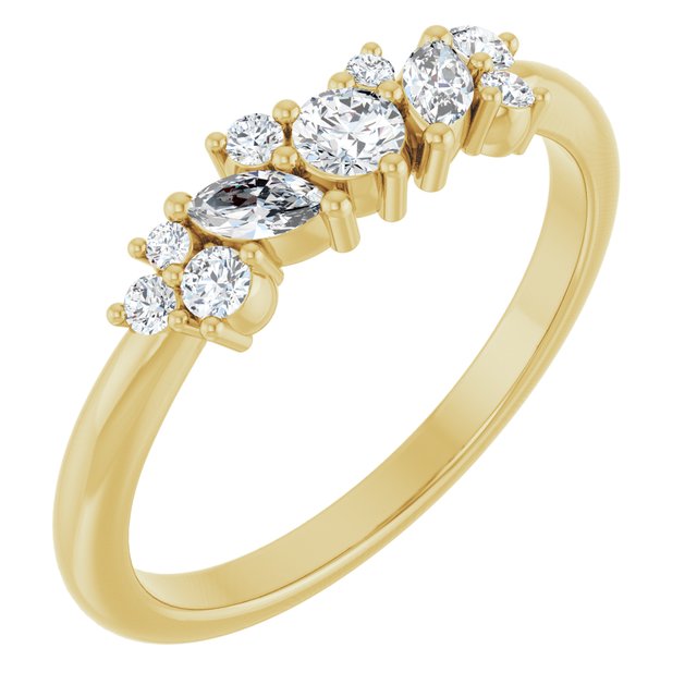 14K Gold Natural Diamond Multi-Shape Ring