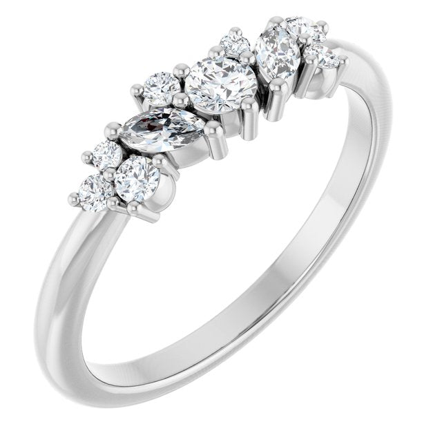 1/3 CTW Natural Diamond Multi-Shape Ring in 14K Gold, Platinum & Silver