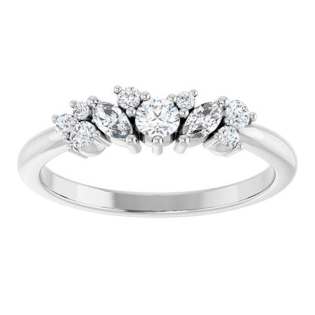 14K Gold, Sterling Silver & Platinum Natural Diamond Multi-Shape Ring - Options Available