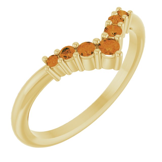 14K Gold Natural Diamond Graduated V Ring