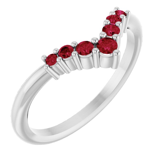 14K Gold Natural Diamond Graduated V Ring