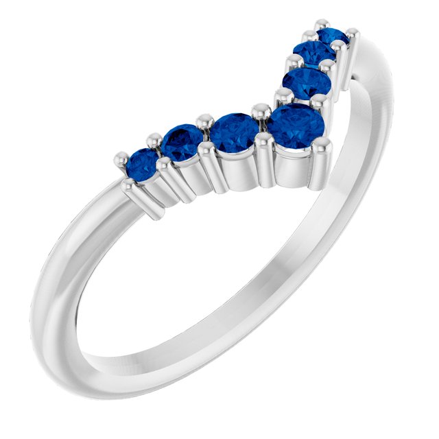 14K Gold Natural Diamond Graduated V Ring