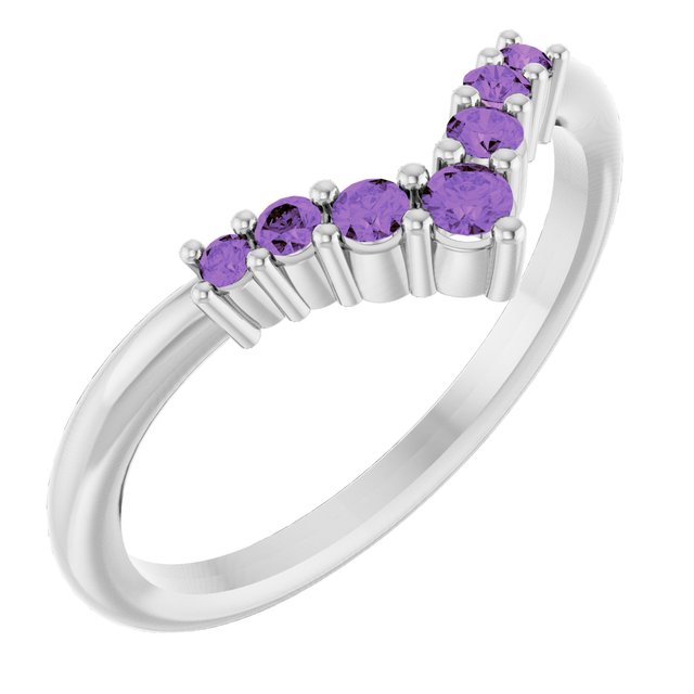 14K Gold Natural Diamond Graduated V Ring