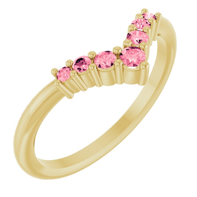 14K Gold Natural Diamond Graduated V Ring