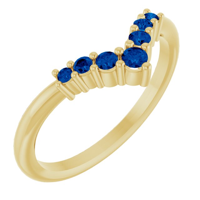 14K Gold Natural Diamond Graduated V Ring