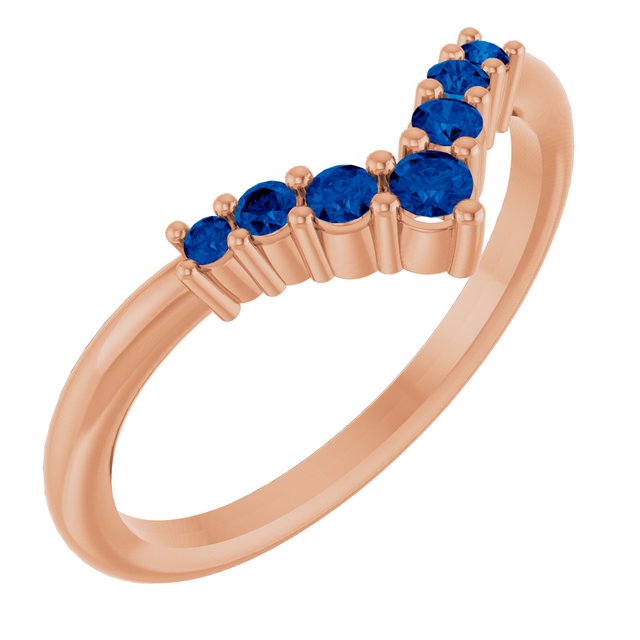 14K Gold Natural Diamond Graduated V Ring