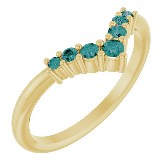 14K Gold Natural Diamond Graduated V Ring