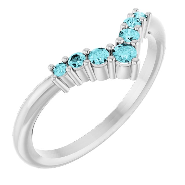 14K Gold Natural Diamond Graduated V Ring