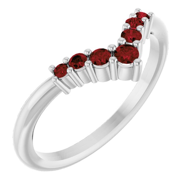 14K Gold Natural Diamond Graduated V Ring