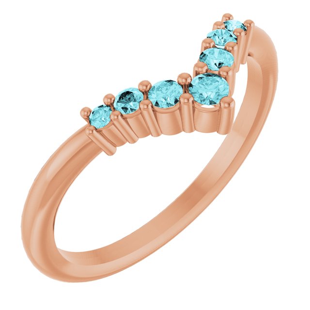 14K Gold Natural Diamond Graduated V Ring