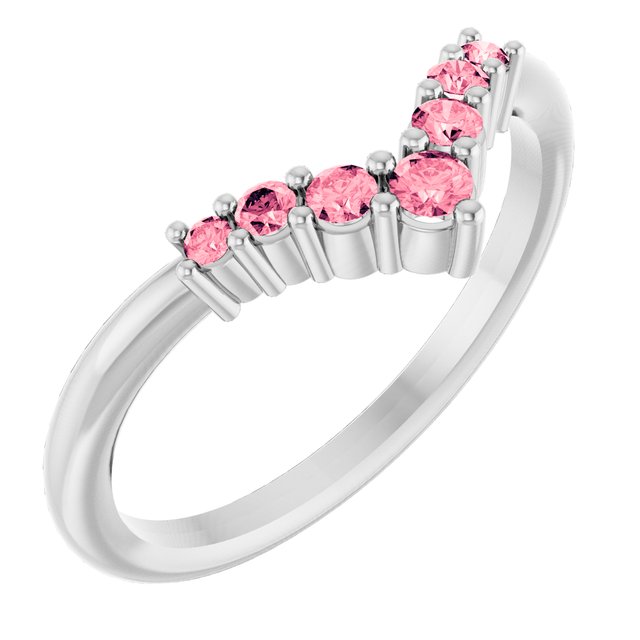 14K Gold Natural Diamond Graduated V Ring
