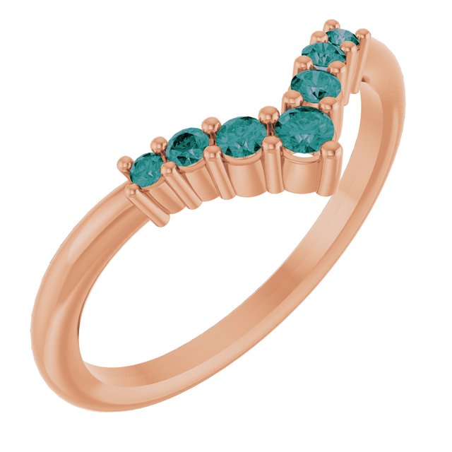 14K Gold Natural Diamond Graduated V Ring