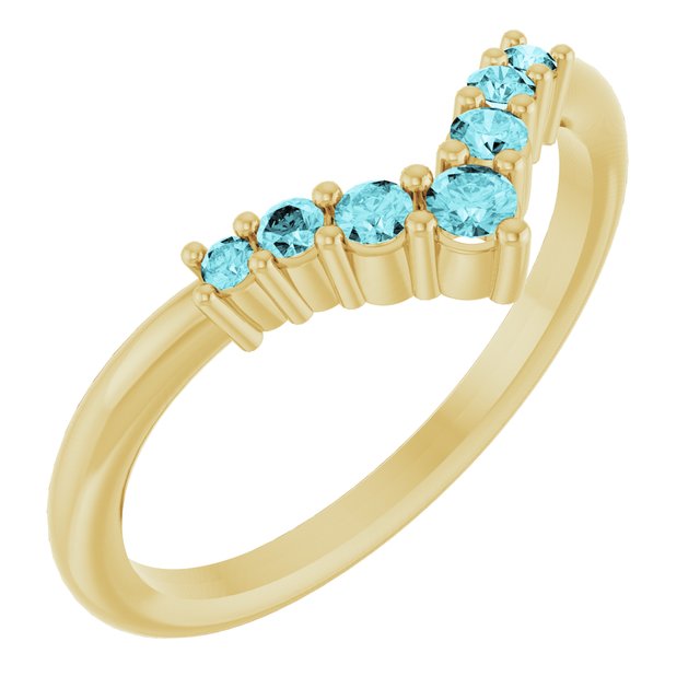 14K Gold Natural Diamond Graduated V Ring
