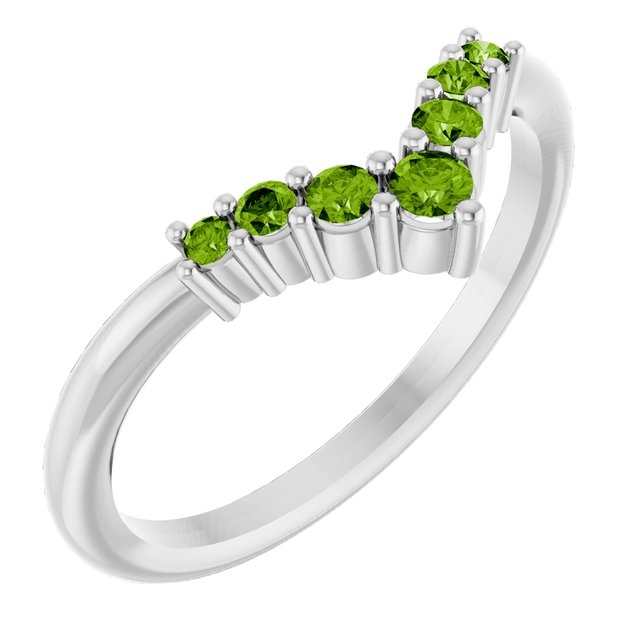 14K Gold Natural Diamond Graduated V Ring
