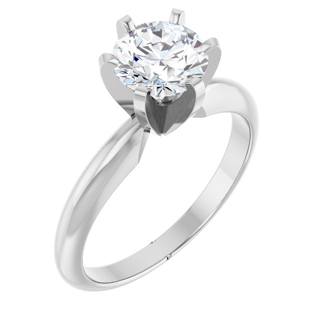 14K Gold Round 6-Prong Heavy Solitaire Engagement Ring Mounting