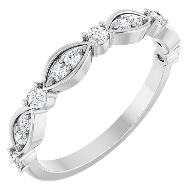 14K White Gold Natural Diamond Anniversary Ring with 1/3 Carat Total Weight