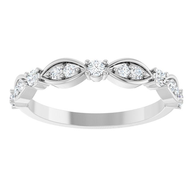 14K White Gold Natural Diamond Anniversary Ring with 1/3 Carat Total Weight