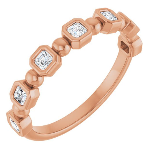 14K Rose Gold Asscher-Cut Diamond Anniversary Ring with 1/3 CTW