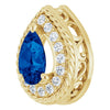 14K Yellow Gold Pear-Shaped Natural Blue Sapphire Pendant with 1/8 CTW Diamonds