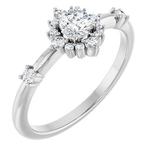 14K Gold Lab-Grown Alexandrite And Natural Diamond Halo-Style Ring