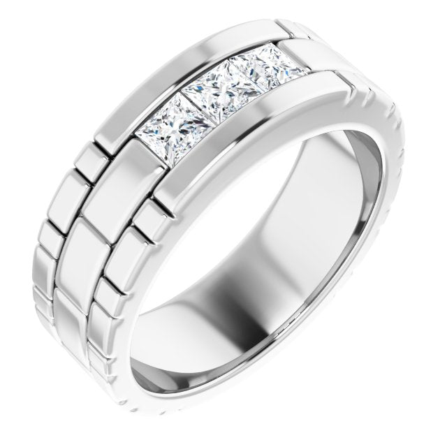 14K White 5/8 CTW Natural Diamond Band