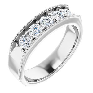 14K White 1 CTW Natural Diamond Milgrain Band