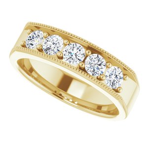 14K White 1 CTW Natural Diamond Milgrain Band