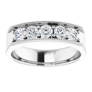 14K White 1 CTW Natural Diamond Milgrain Band