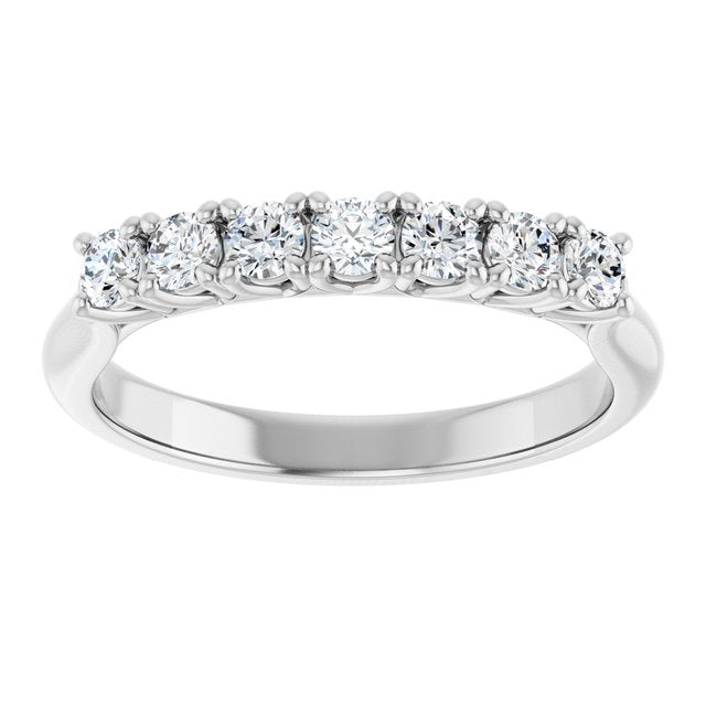 14K White Gold Seven-Stone Diamond Anniversary Band – 3/8 CTW