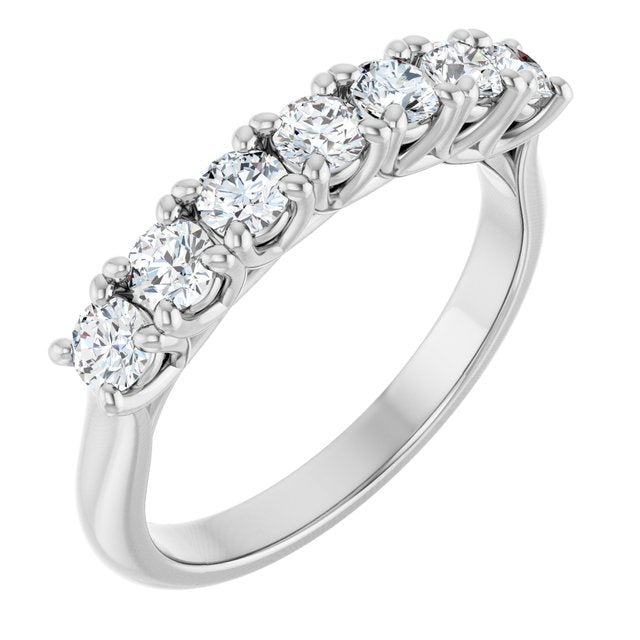 14K White 3/8 CTW Natural Diamond Seven-Stone Anniversary Band