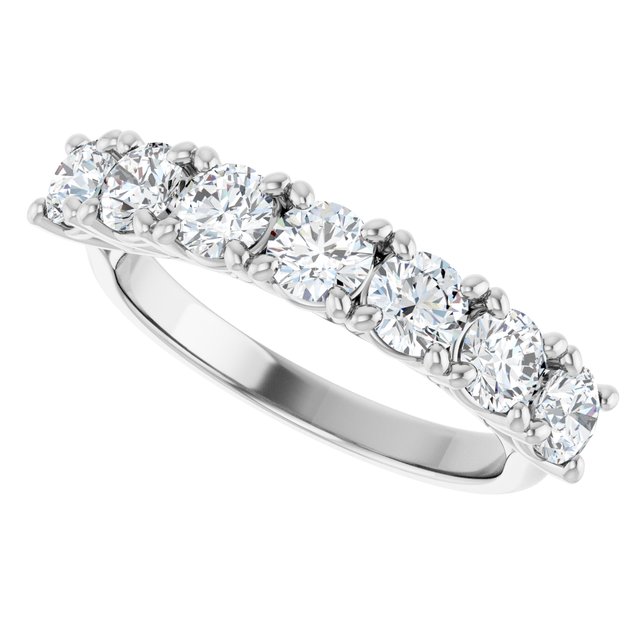 14K White Gold Seven-Stone Diamond Anniversary Band – 3/8 CTW