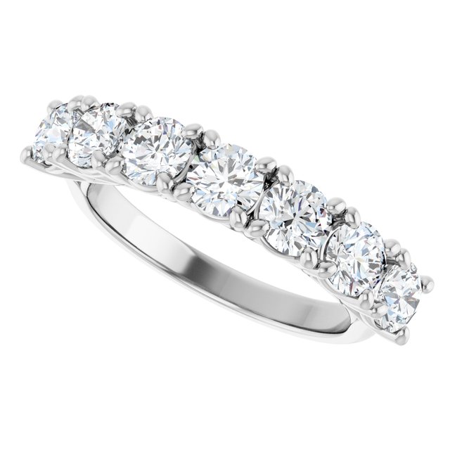 14K White 3/8 CTW Natural Diamond Seven-Stone Anniversary Band