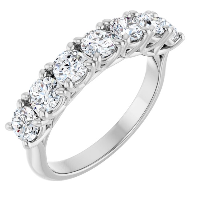 14K White 3/8 CTW Natural Diamond Seven-Stone Anniversary Band