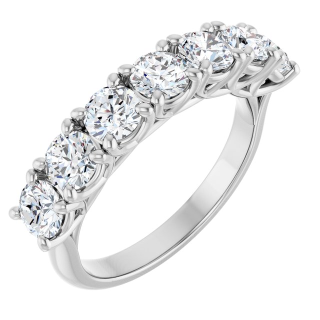 14K White 3/8 CTW Natural Diamond Seven-Stone Anniversary Band