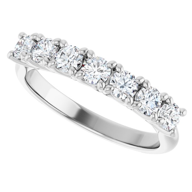 14K White Gold Seven-Stone Diamond Anniversary Band – 3/8 CTW