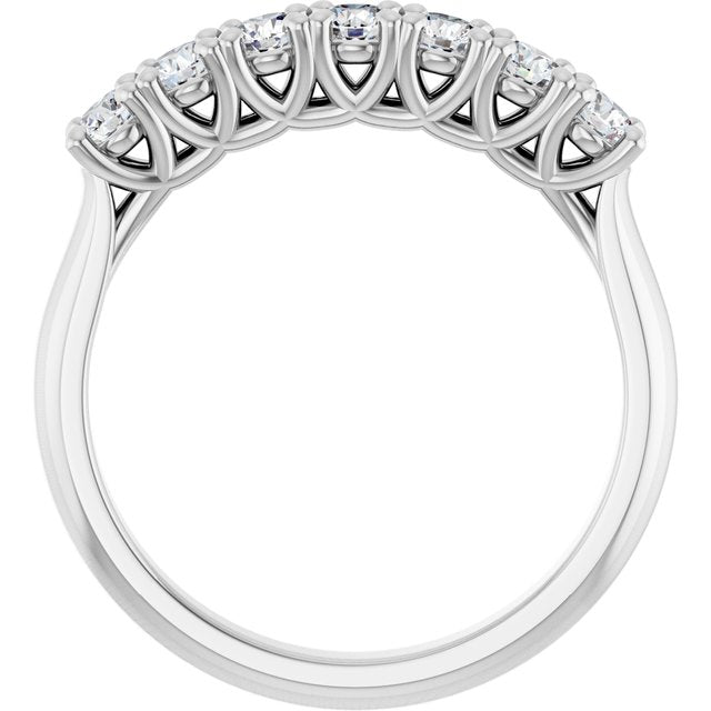 14K White Gold Seven-Stone Diamond Anniversary Band – 3/8 CTW