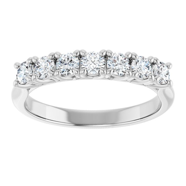 14K White Gold Seven-Stone Diamond Anniversary Band – 3/8 CTW