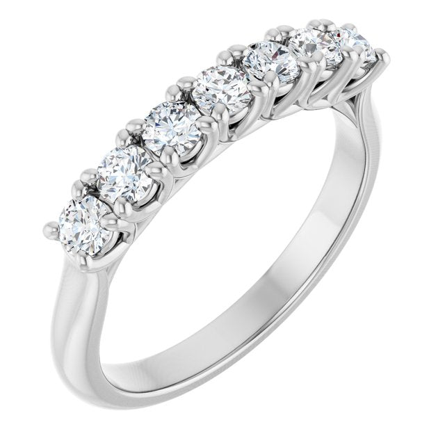 14K White 3/8 CTW Natural Diamond Seven-Stone Anniversary Band