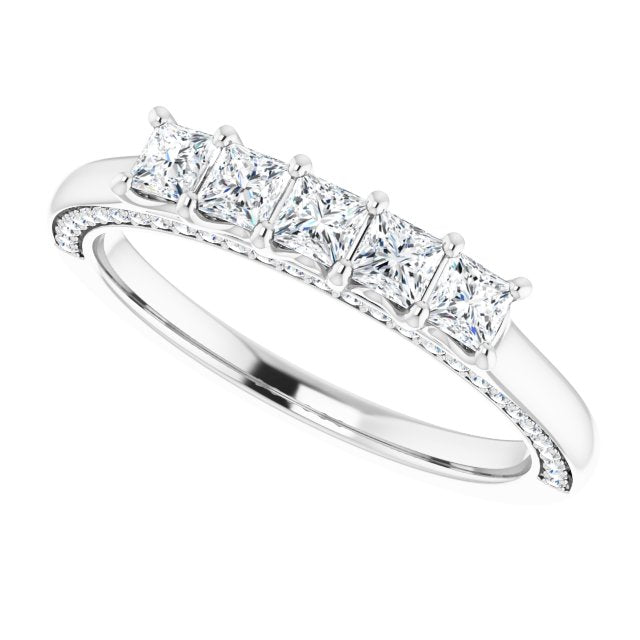 Platinum 1 1/6 CTW Square-Cut Natural Diamond Anniversary Band