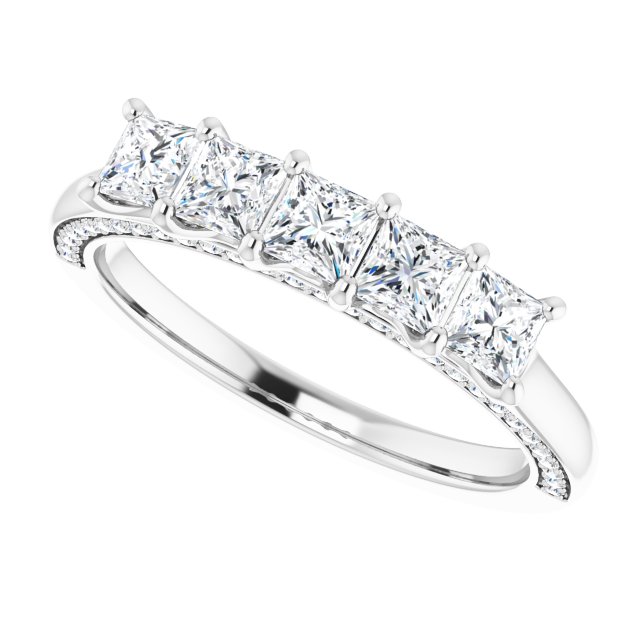 Platinum 1 1/6 CTW Square-Cut Natural Diamond Anniversary Band