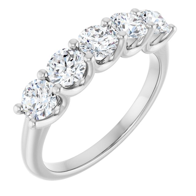 Stunning 14K White Gold Natural Diamond Anniversary Ring with 1 1/3 CTW