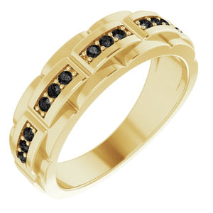 Natural Black Diamond Pattern Ring | 14K Gold, Silver & Platinum | 1/4 CTW | Round | Polished