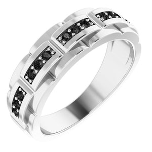 Natural Black Diamond Pattern Ring | 14K Gold, Silver & Platinum | 1/4 CTW | Round | Polished