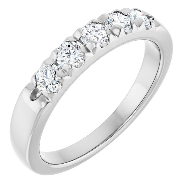 14K White .07 CTW Natural Diamond Anniversary Band